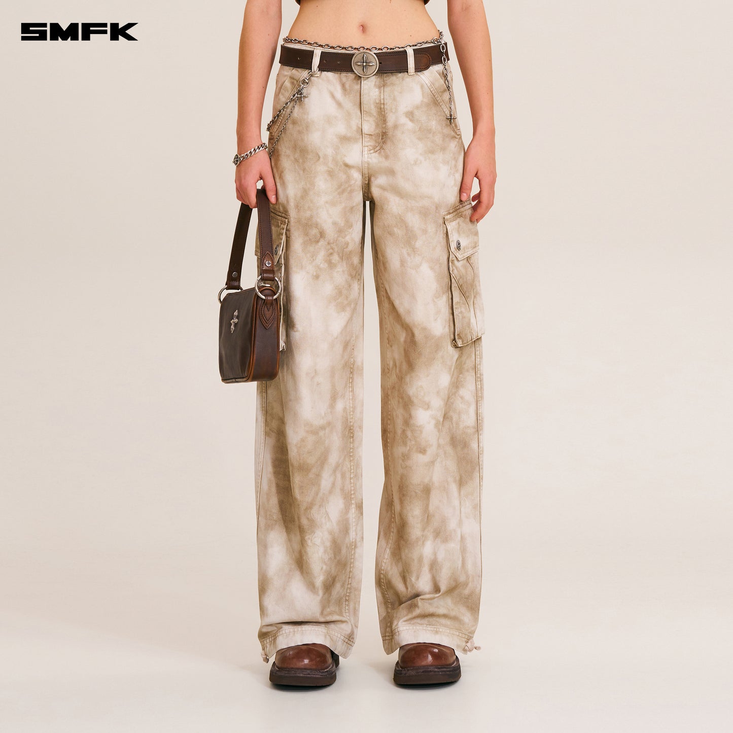 RAGE-WILD ORIGIN HANDCRAFT LOOSE STRAIGHT CARGO PANTS/GARMENT DYED Wild Brown