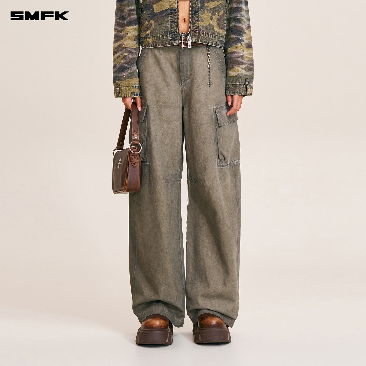 VINTAGE-STORM ONE CUT ARC CARGO PANTS/FADE DYE Wild Brown