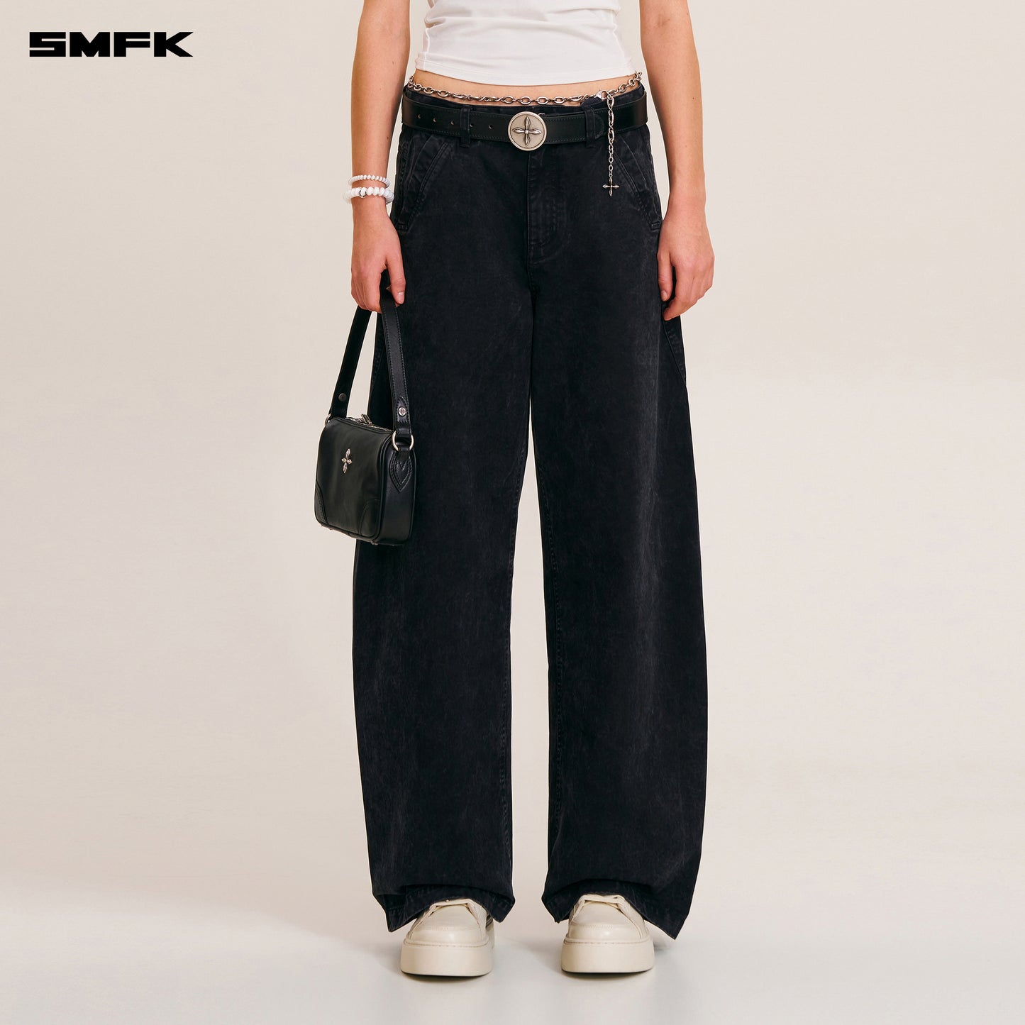 VINTAGE-STORM SPIRAL ARC CARGO PANTS/FADE DYE Wilderness Black