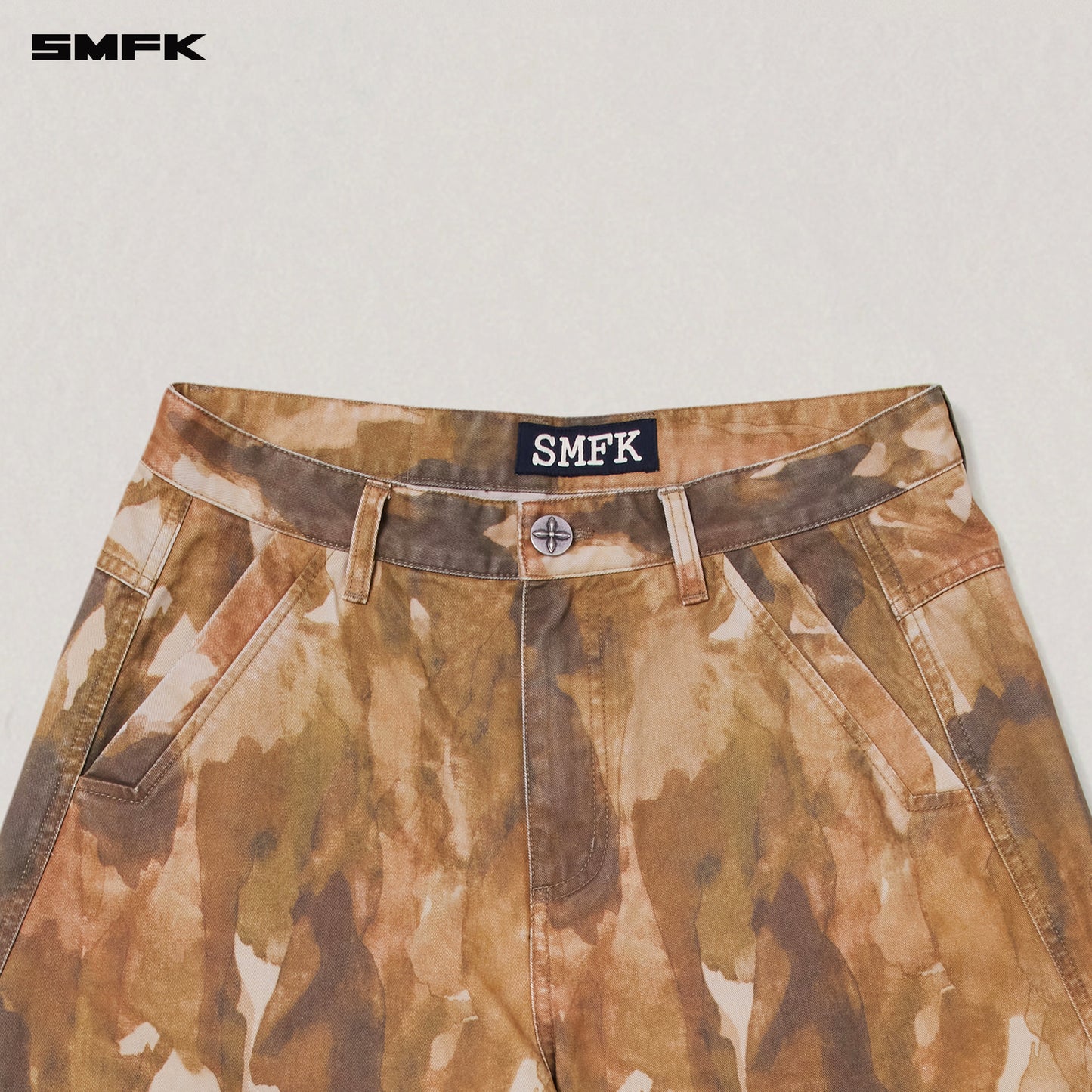 VINTAGE-STORM SPIRAL ARC CARGO PANTS/FADE DYE Chinese Ink Camouflage