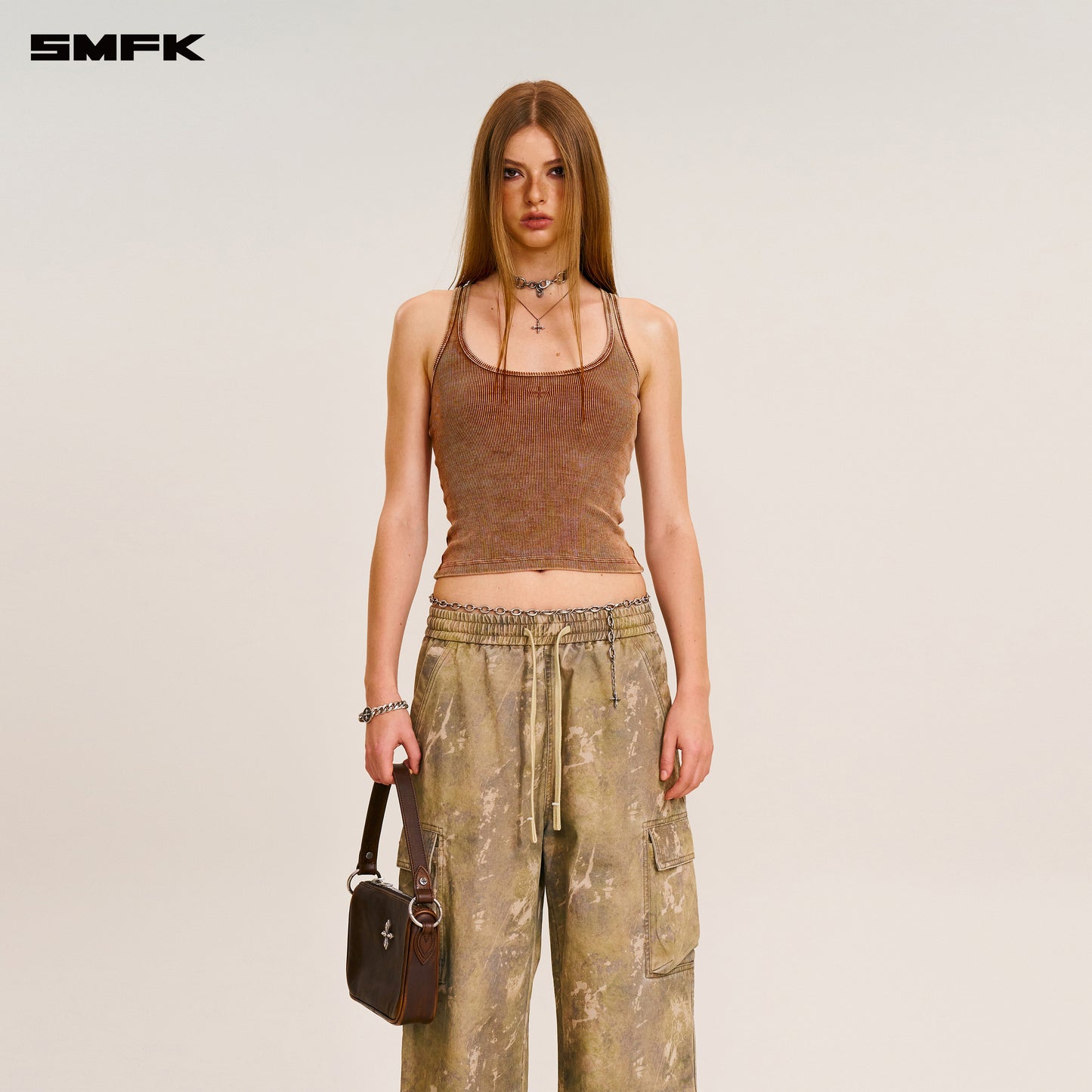 VINTAGE-STORM LOOSE SPORTS CARGO PANTS/FADE DYE Hurricane Camouflage