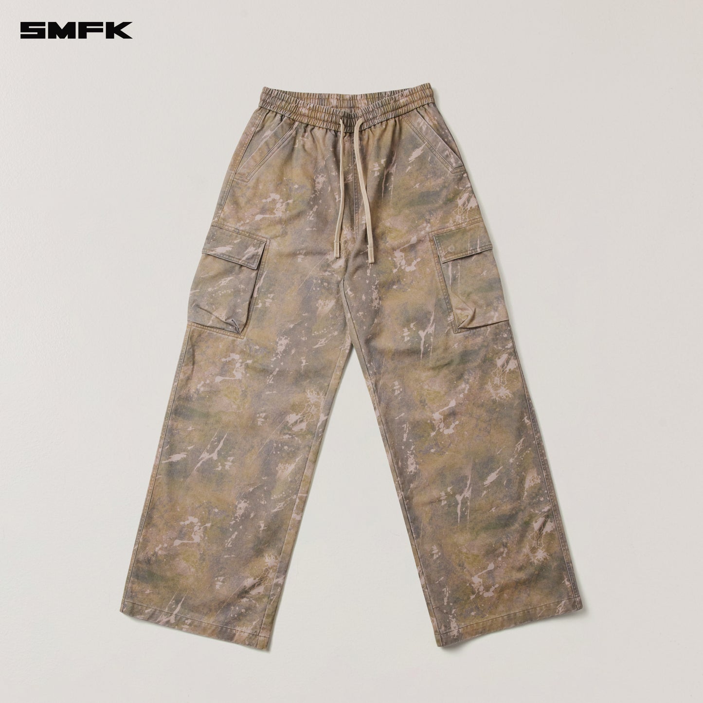 VINTAGE-STORM LOOSE SPORTS CARGO PANTS/FADE DYE Hurricane Camouflage