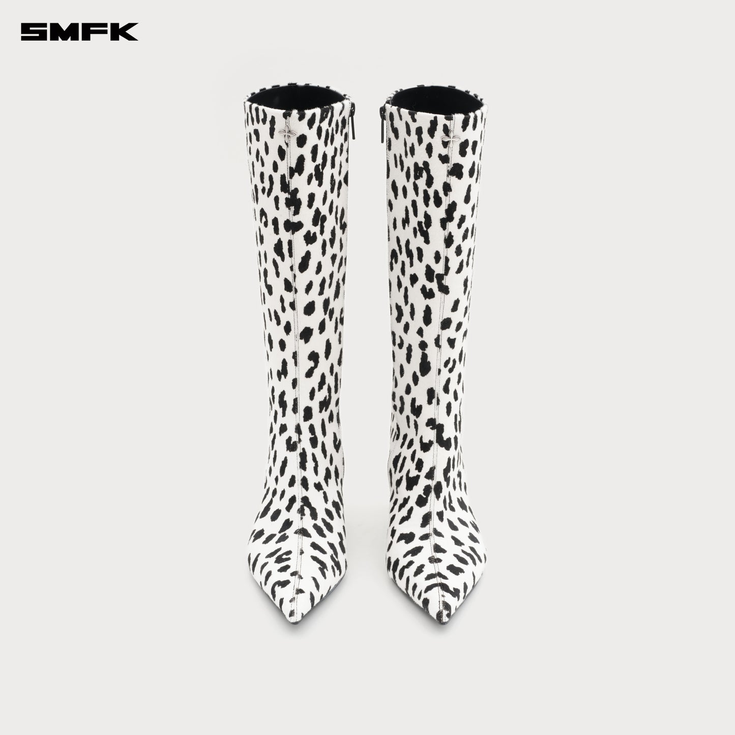 COMPASS RIVET Classic Fur High-heeled Boots Snow Leopard