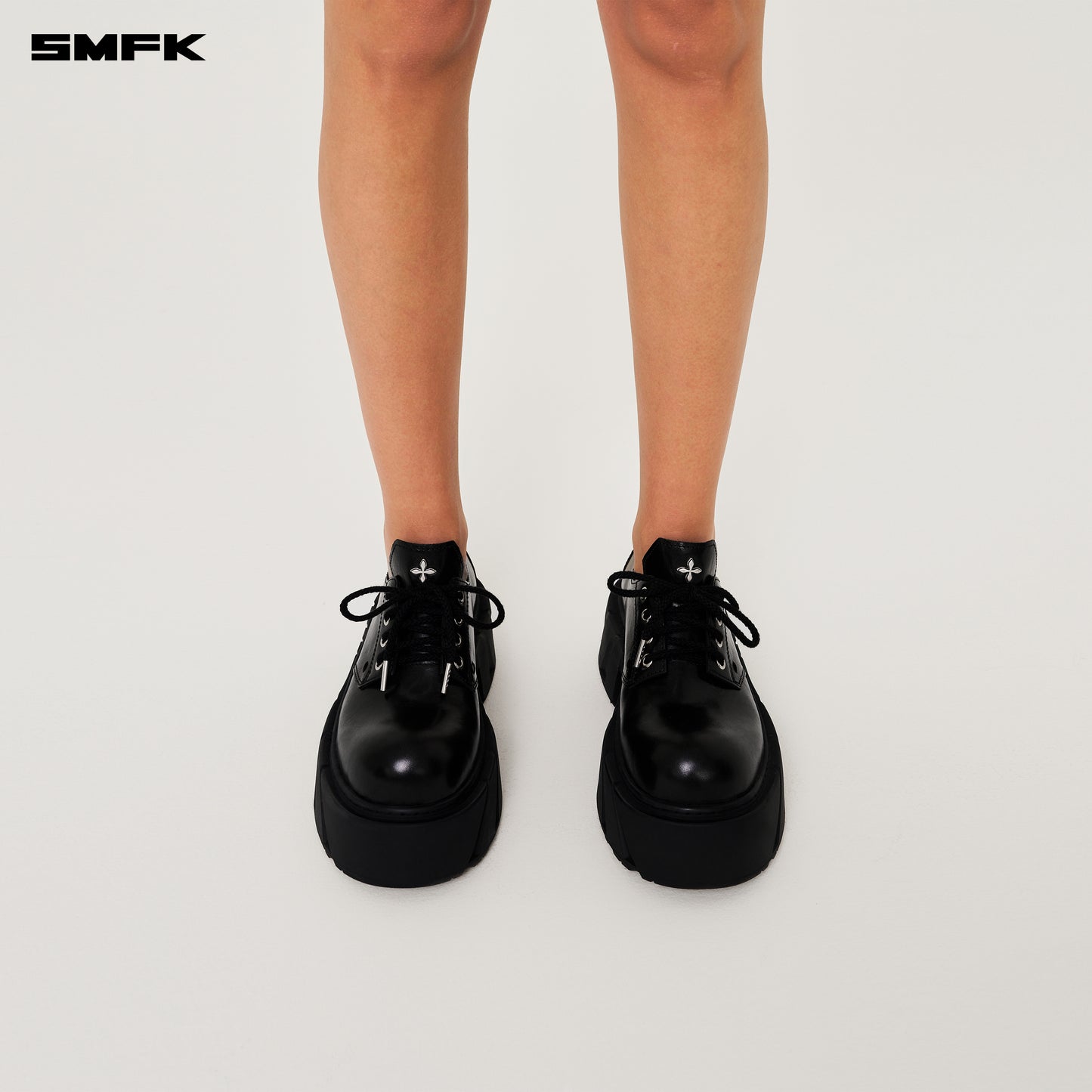 FUTURE MIRAGE High Heeled Leather Derbies Wilderness Black