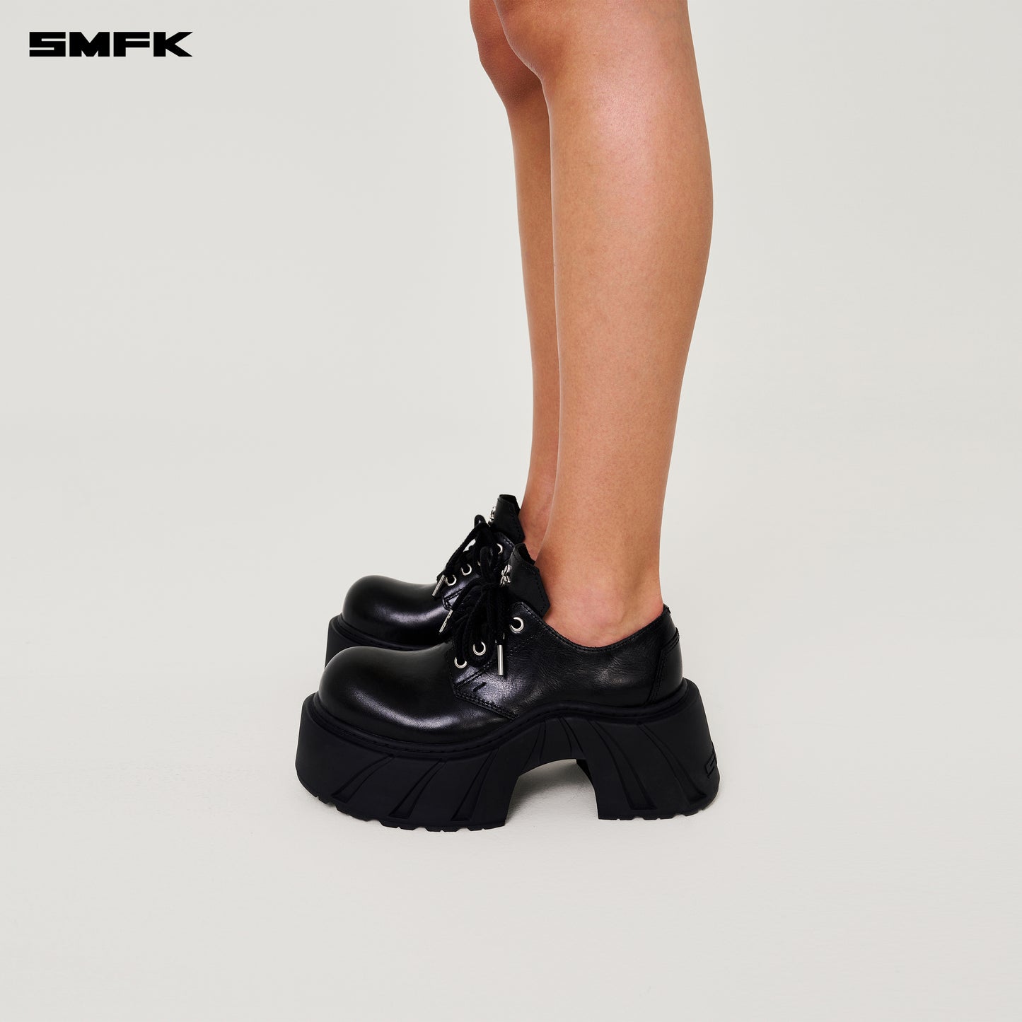 FUTURE MIRAGE High Heeled Leather Derbies Wilderness Black