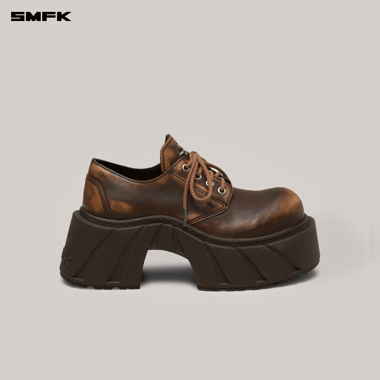 FUTURE MIRAGE Leather High Heel Derby Wild Horse Brown Patina