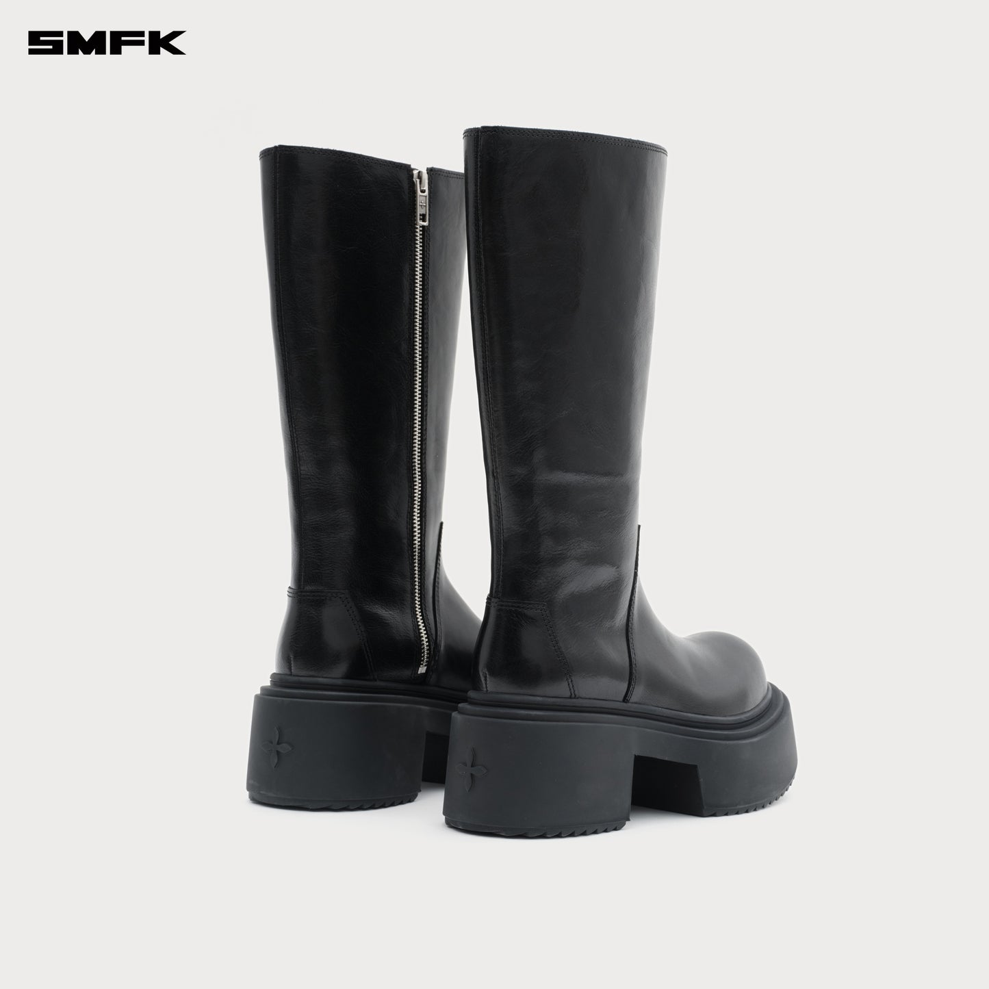 COMPASS MODE Statue Leather High Riding Boots Wilderness Black