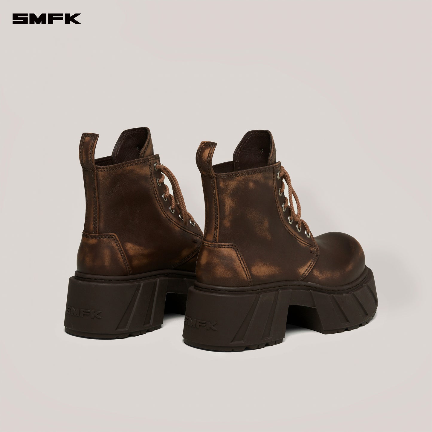 FUTURE MIRAGE Leather Rider Boots Wild Horse Brown Patina