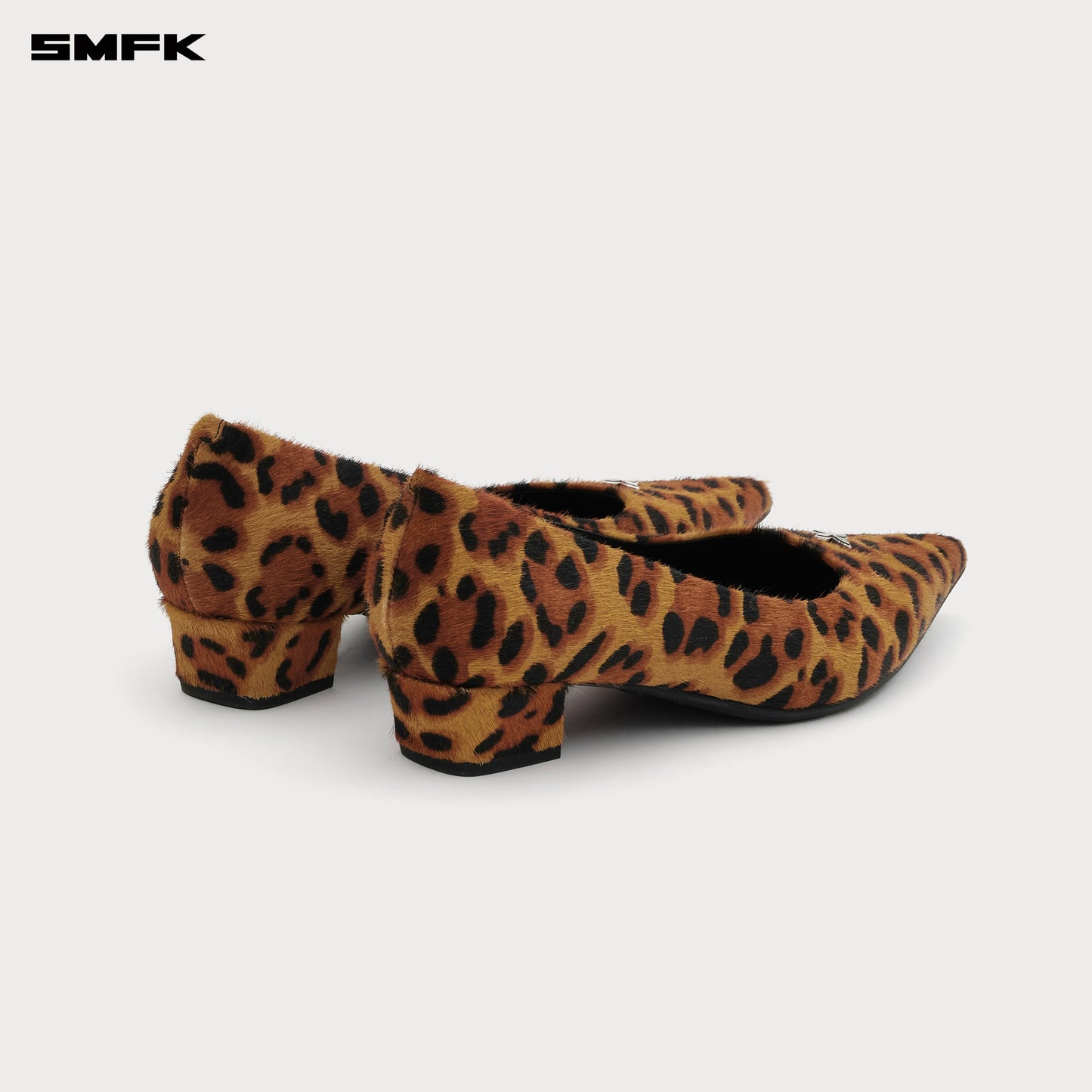 COMPASS RIVET Classic Fur High Heels 3cm Natural Leopard