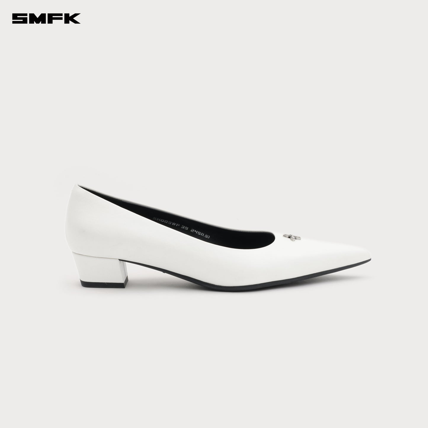 COMPASS RIVET Classic Leather High Heels 3cm Alpine White