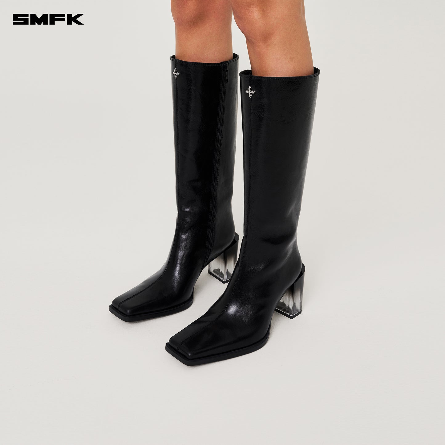 COMPASS STAGE Leather High Boots Midnight Black