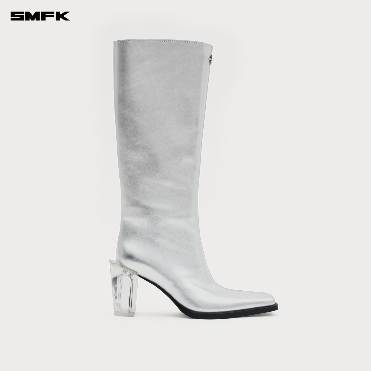 COMPASS STAGE Leather High Boots Stardust Silver