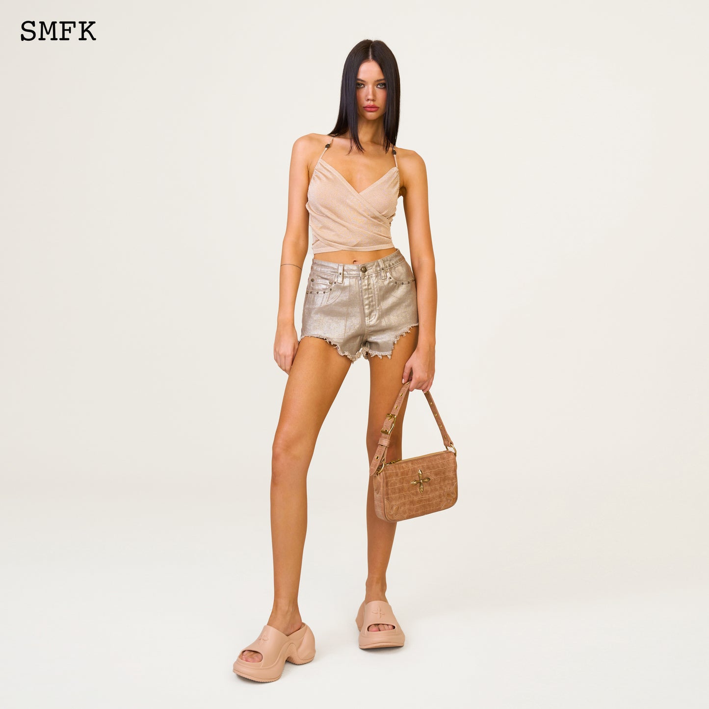 COMPASS WAVE High-Heel Bumper Sandal Classic Nude