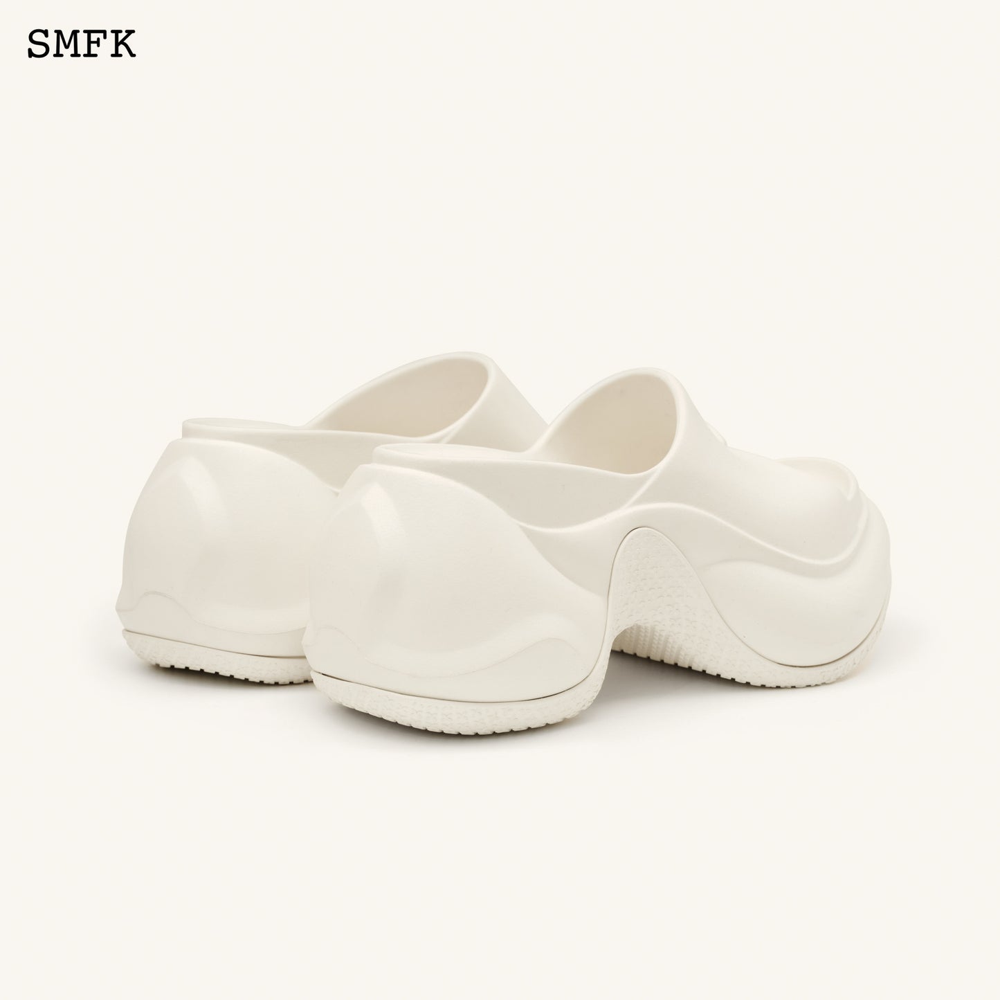 Compass Wave High-Heel Bumper Sandal Cream White