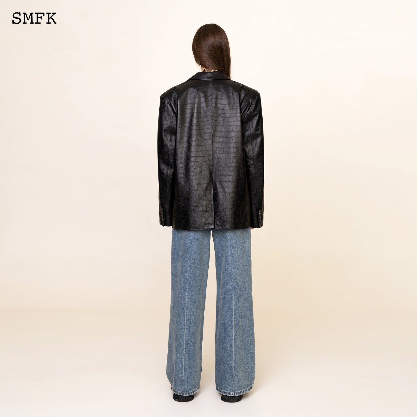 WILDWORLD Vintage Leather Suit Black Crocodile