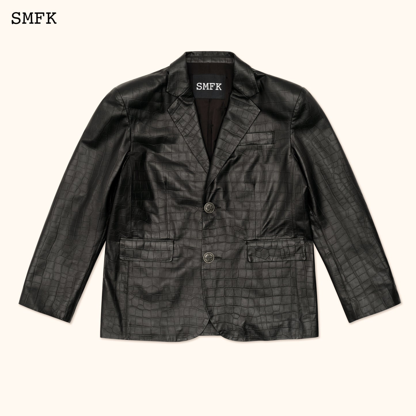 WILDWORLD Vintage Leather Suit Black Crocodile