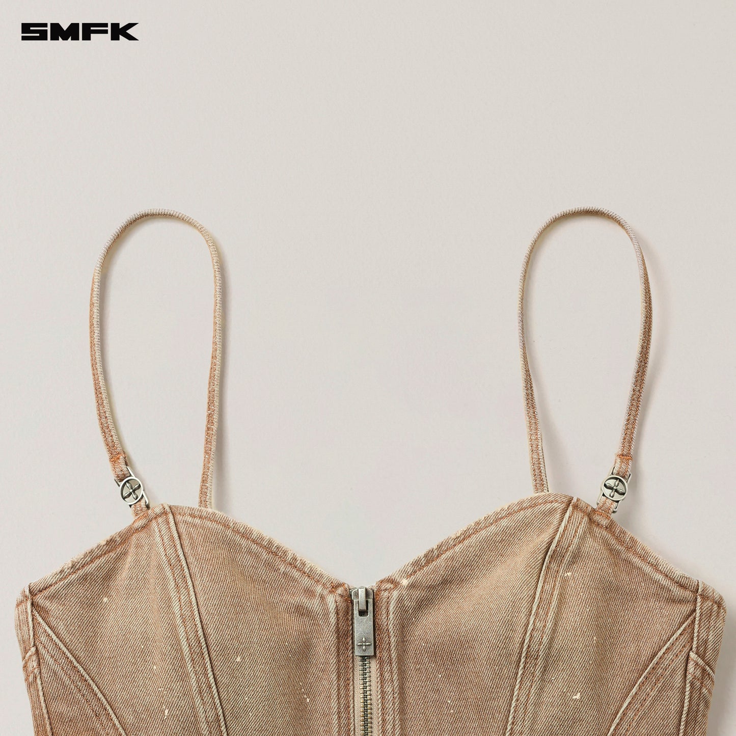 RAGE WILD ORIGIN Handcraft Denim Zipper Camisole Wild Cowboy Brown