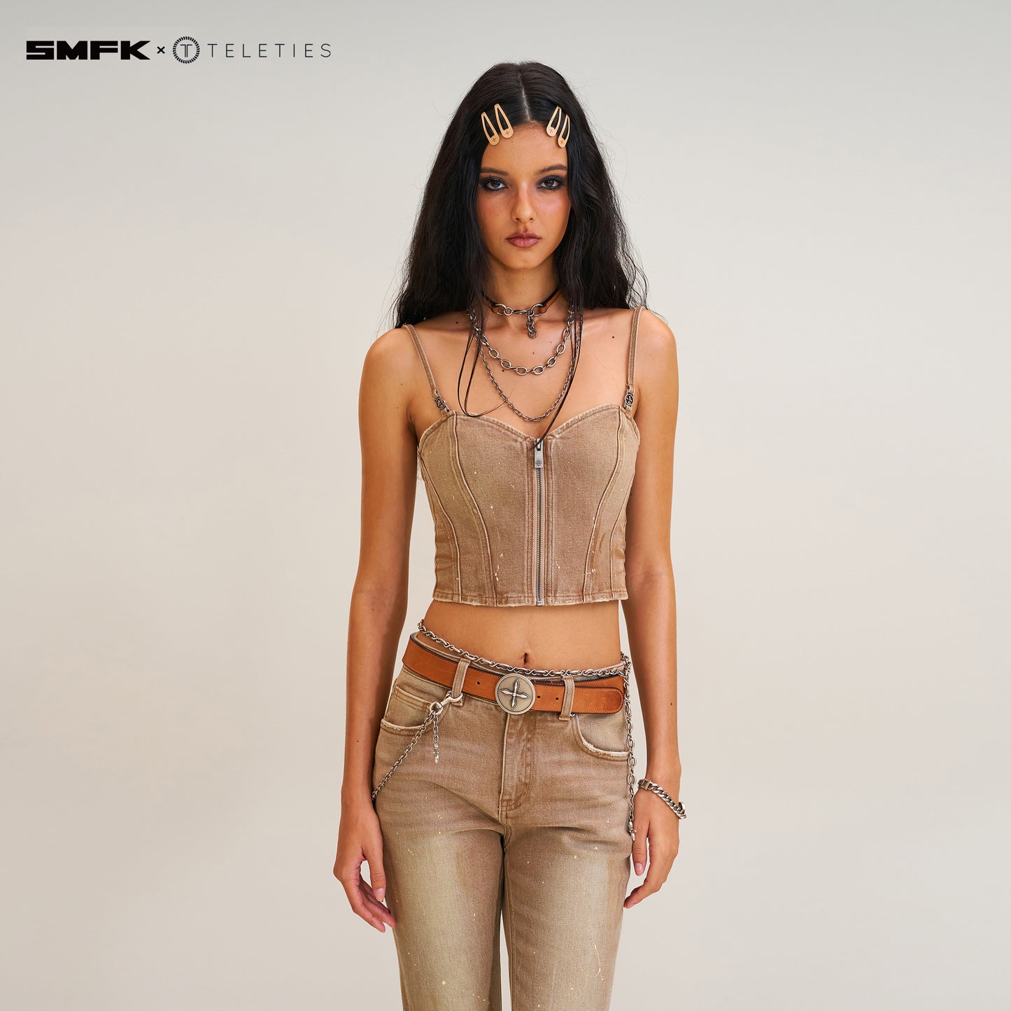 SMFK X TELETIES Snap Clips Sandy Khaki