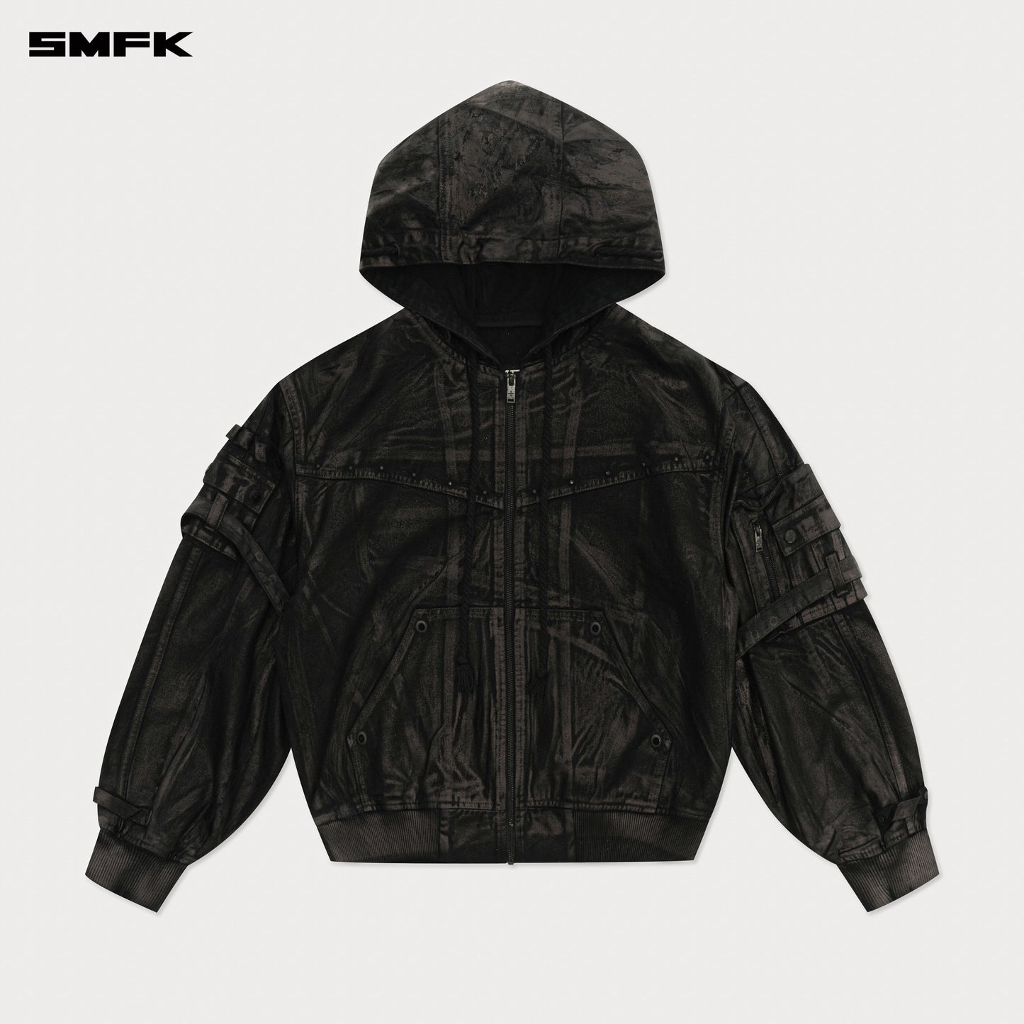 COMPASS Tarpan Waxed Denim Hoodie Jacket Lightning Black