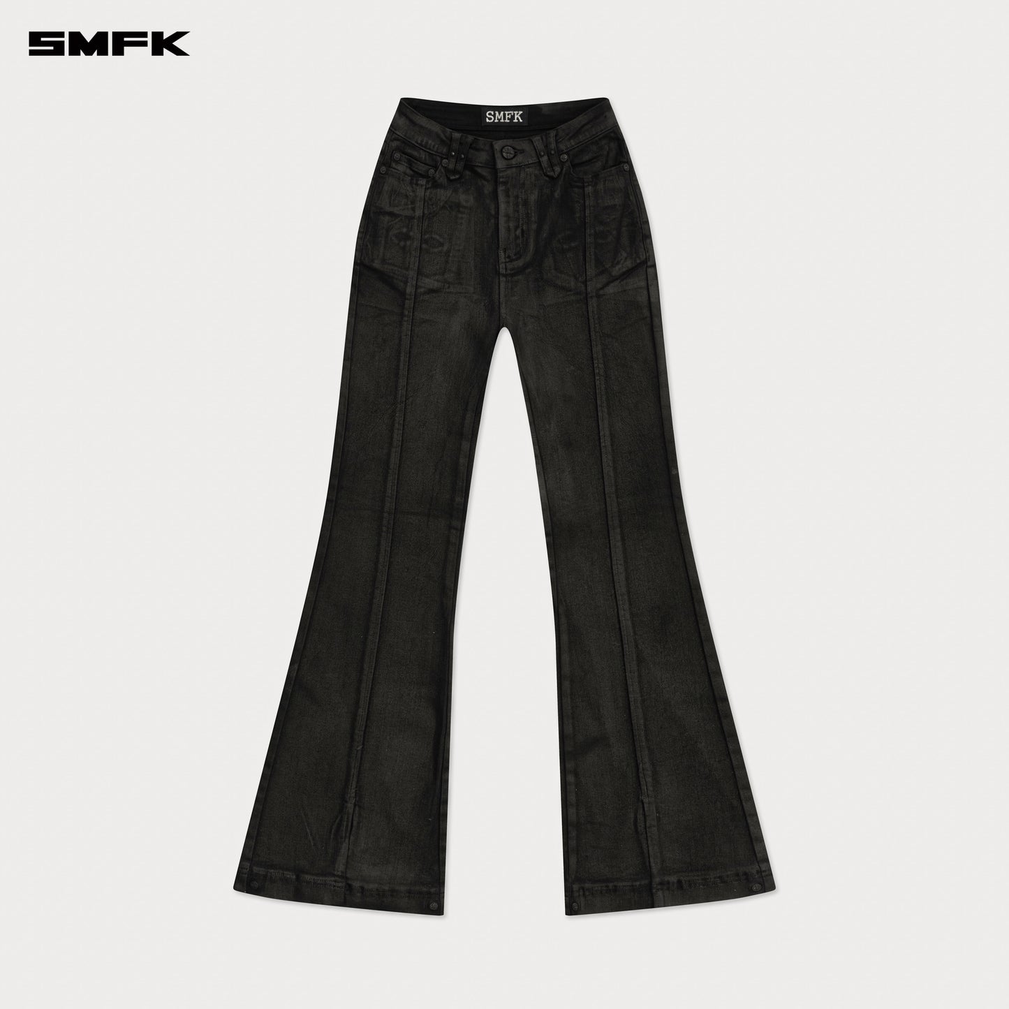 COMPASS WILD Lightning Waxed Flare Jeans Lightning Black