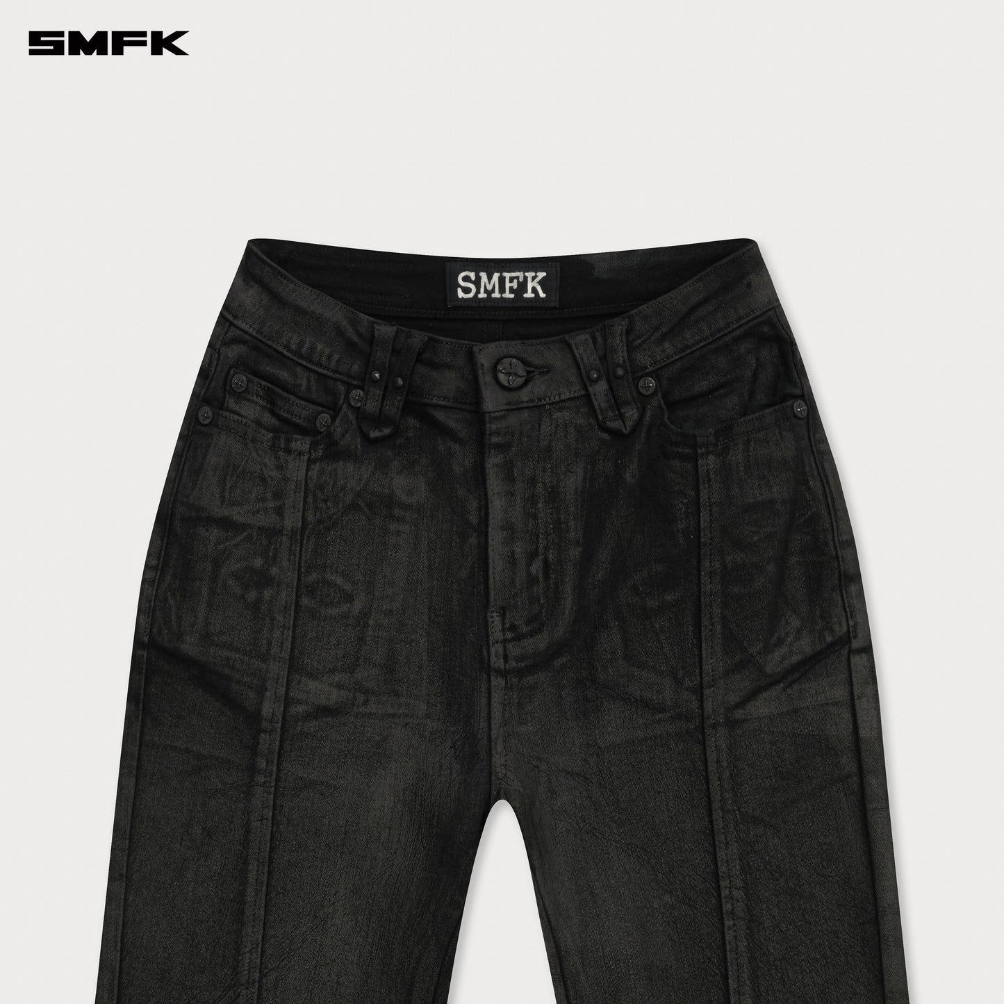 COMPASS WILD Lightning Waxed Flare Jeans Lightning Black
