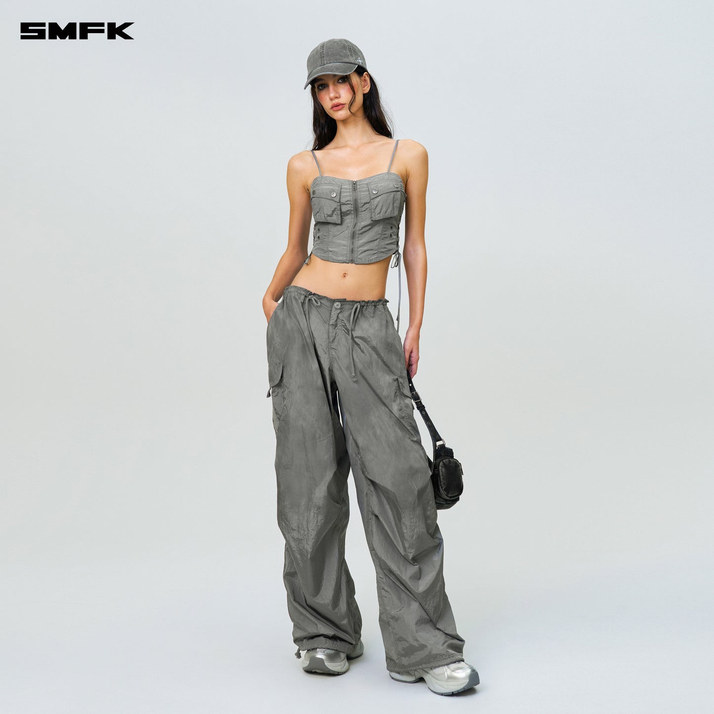 FUTURE STORM Hunting Wide-Leg Parachute Pants Concrete Gray
