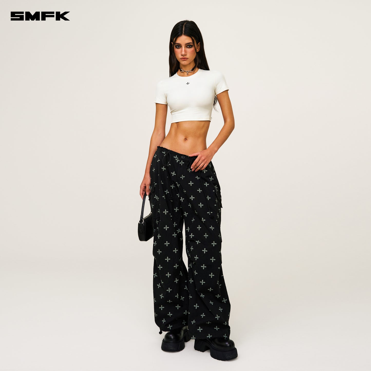 COMPASS WAVE Body-shaping Skin Crop Tee Alpine White