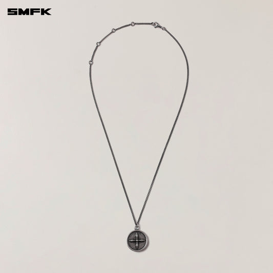 COMPASS ORIGINAL Coin Metal Necklace Antique Silver