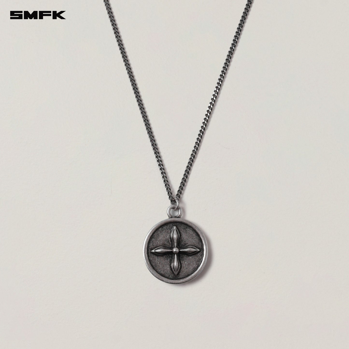 COMPASS ORIGINAL Coin Metal Necklace Antique Silver