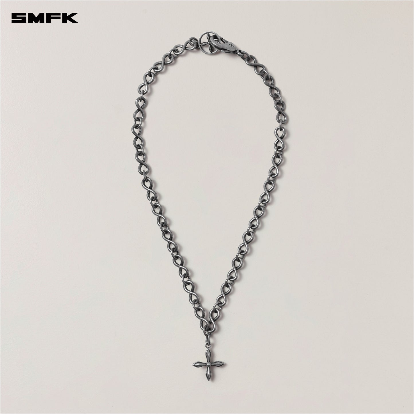 COMPASS Infinite Loop Metal Necklace Antique Silver