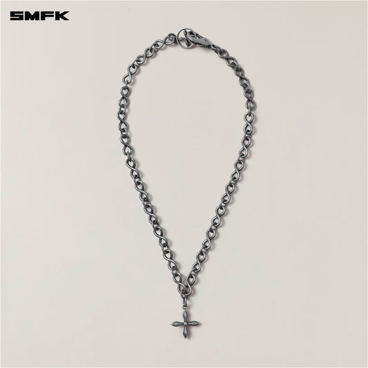COMPASS Infinite Loop Metal Necklace Antique Silver