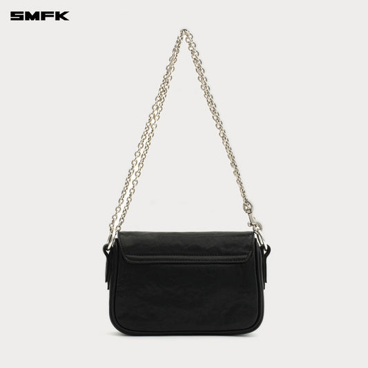 COMPASS BADGE Leather Chain Bag (Small) Wilderness Black