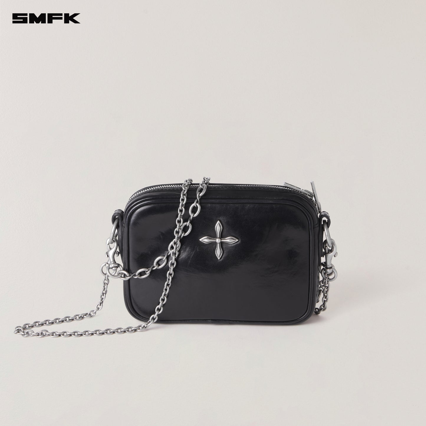 COMPASS BADGE HORSE LEATHER CHAIN BAG/SMALL Wilderness Black