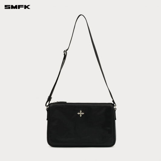 COMPASS BADGE Leather Shoulder Bag (Small) Wilderness Black