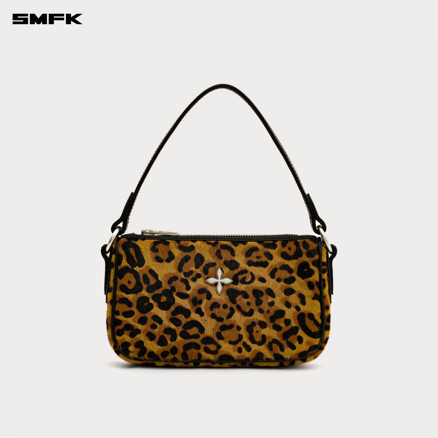 COMPASS BADGE Fur Bag (Small) Natural Leopard