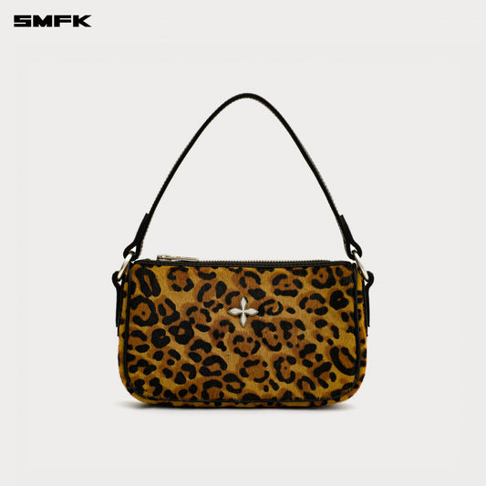 COMPASS BADGE Fur Bag (Small) Natural Leopard