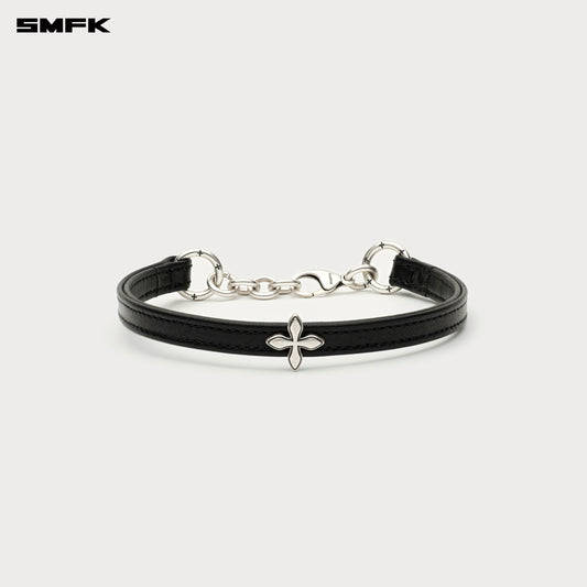 COMPASS RIVET Leather Choker Wilderness Black