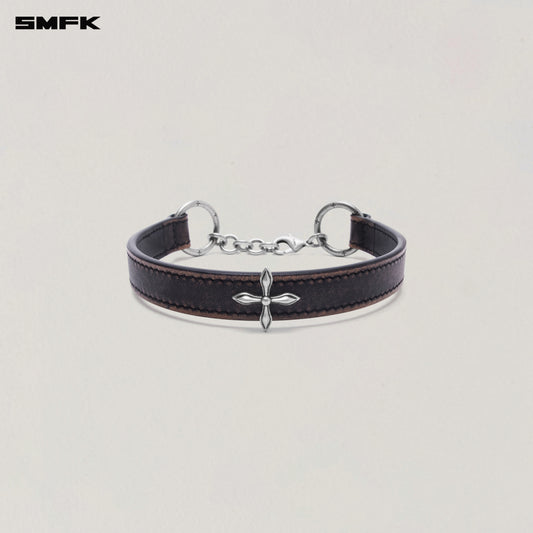 COMPASS RIVET PATINA LEATHER CHOCKER/M Wild Black Patina