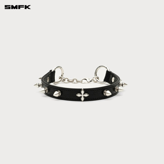 COMPASS RIVET Leather Thick Choker Ebony Silver BLT02BS1