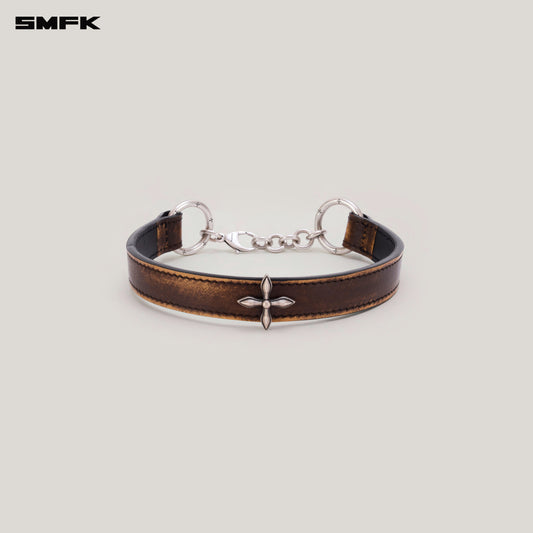 COMPASS Rivet Patina Leather Chocker Medium Wild Horse Brown Patina