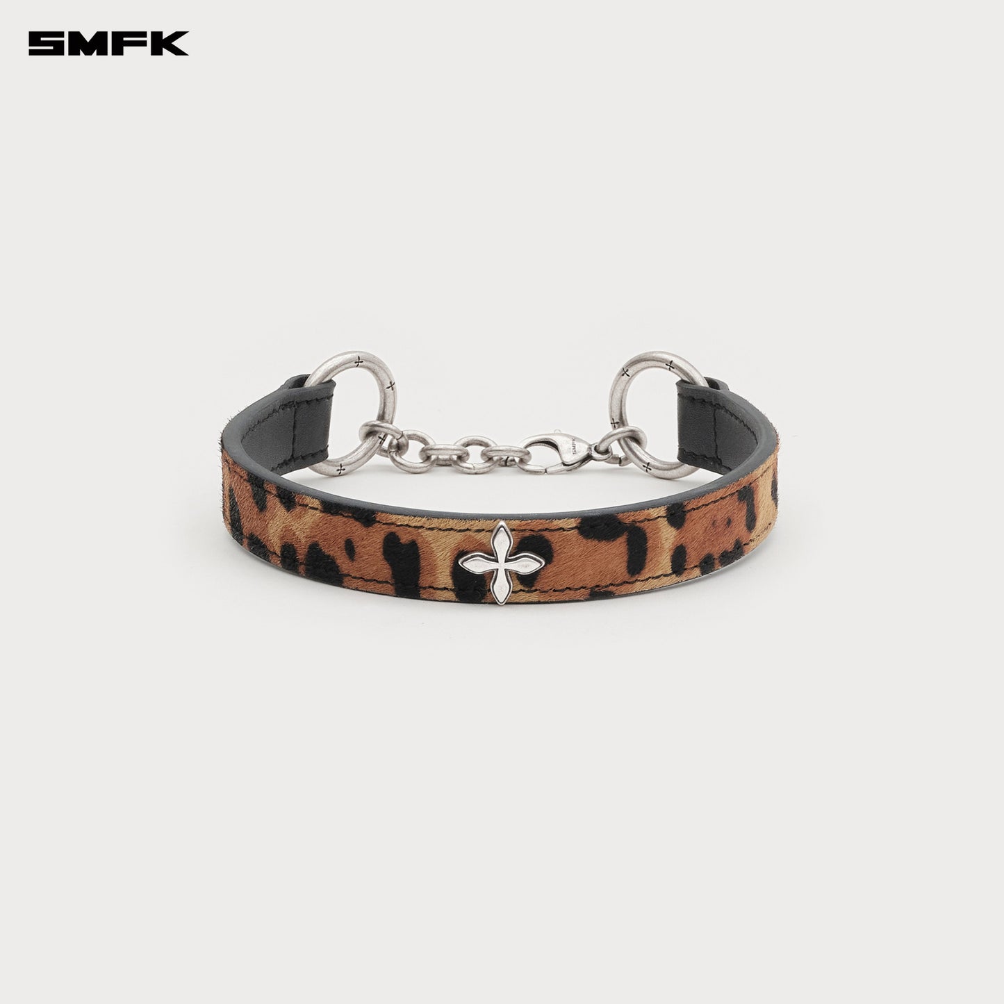 COMPASS Classic Handmade Fur Thick Choker Natural Leopard