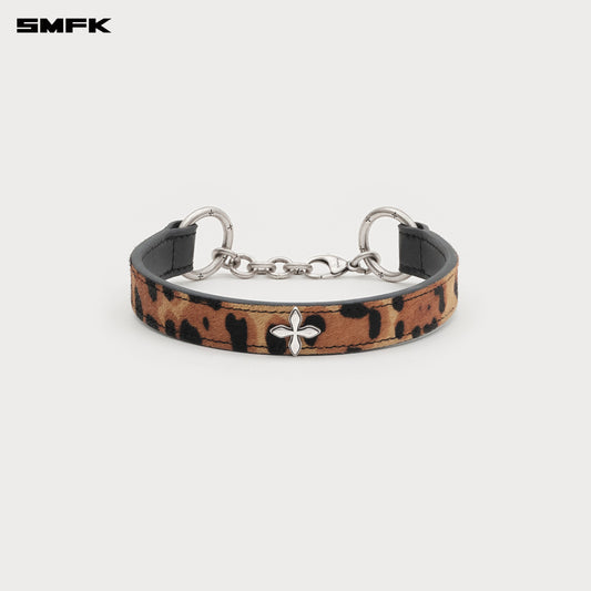 COMPASS Classic Handmade Fur Thick Choker Natural Leopard