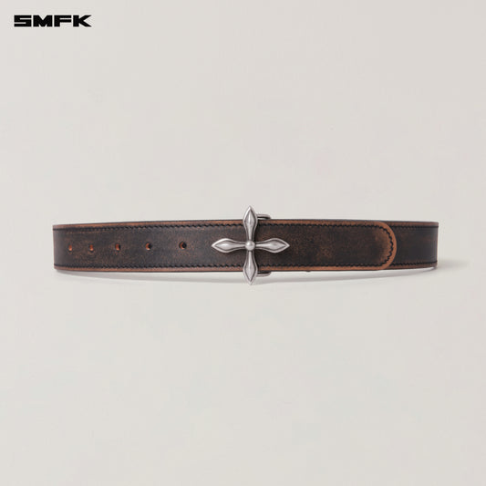 COMPASS TOTEM HANDCRAFT PATINA LEATHER BELT Wild Black Patina