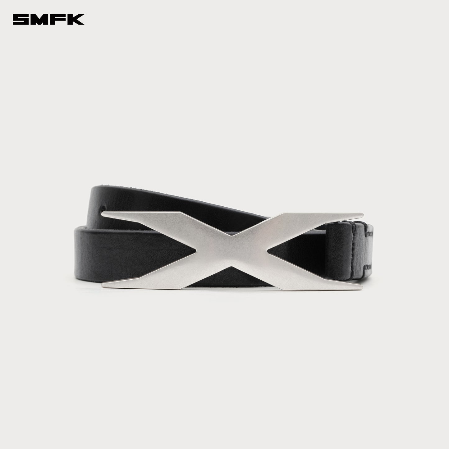 COMPASS X Handmade Leather Belt Ebony Silver BLT13B1