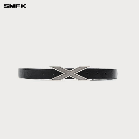 COMPASS X Handmade Leather Belt Ebony Silver BLT13B2