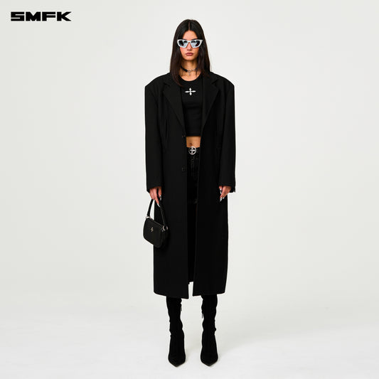 COMPASS DESIGNER Midnight Trench Coat Wilderness Black
