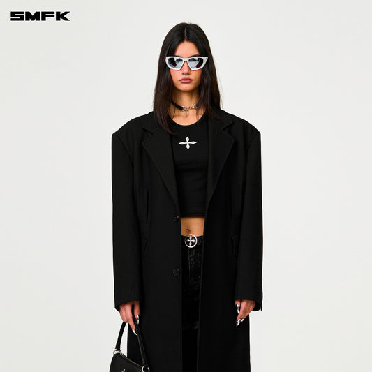 COMPASS DESIGNER Midnight Trench Coat Wilderness Black
