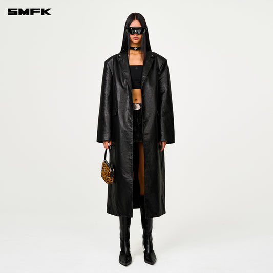 COMPASS DESIGNER Cyber Trench Coat Wilderness Black