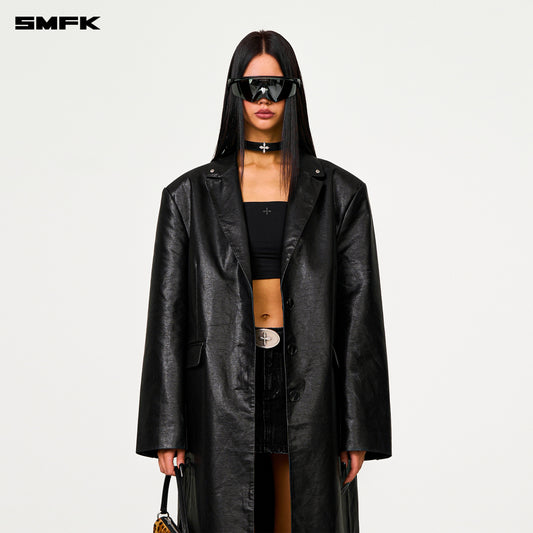 COMPASS DESIGNER Cyber Trench Coat Wilderness Black
