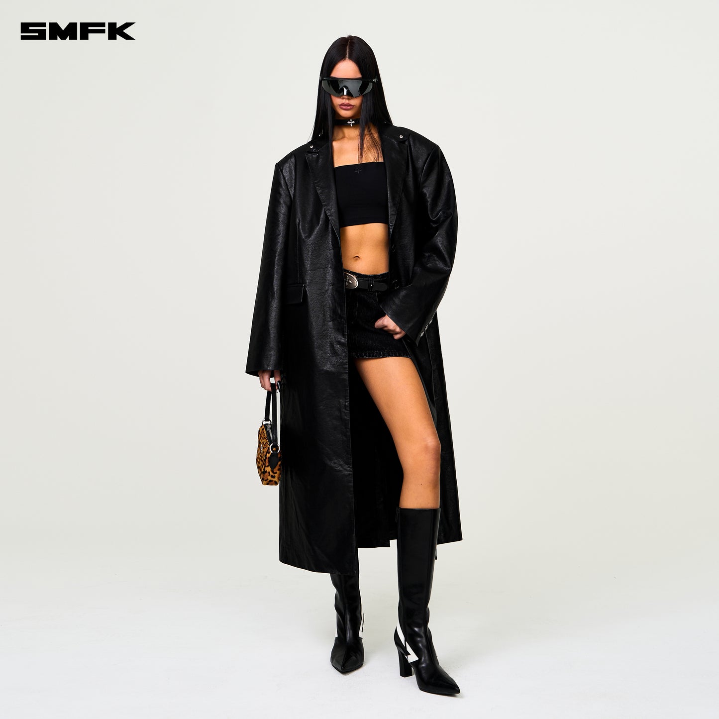 COMPASS DESIGNER Cyber Trench Coat Wilderness Black